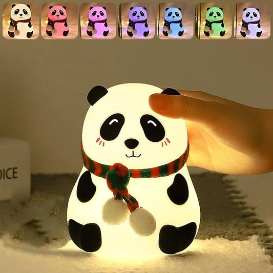 Gadgetshor Cute Panda Night Lamp | Touch Silicone Lamp with 7-Color Changing LED | USB Rechargeable & Kid-Friendly | Cute Bedroom Light & Birthday Gift 🐼