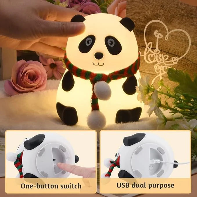 Gadgetshor Cute Panda Night Lamp | Touch Silicone Lamp with 7-Color Changing LED | USB Rechargeable & Kid-Friendly | Cute Bedroom Light & Birthday Gift 🐼